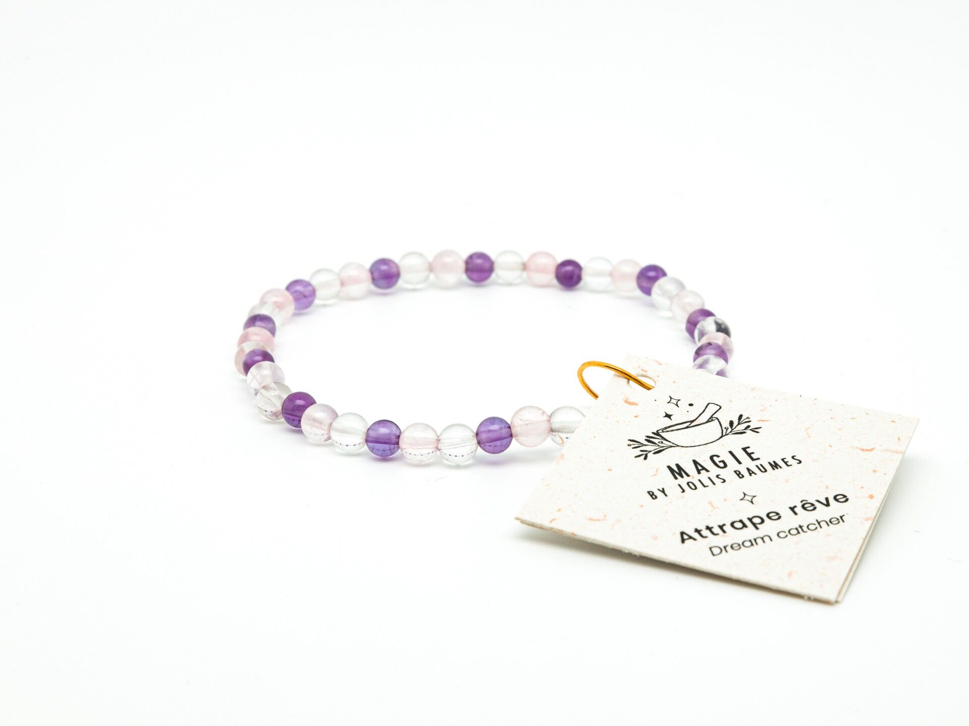 Bracciale acchiappasogni in ametista, cristallo e quarzo - sonno