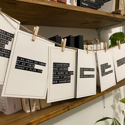 Set of 8 cards with different poems