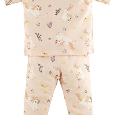 Pijama bebé niña -Unicornio, en rosa
