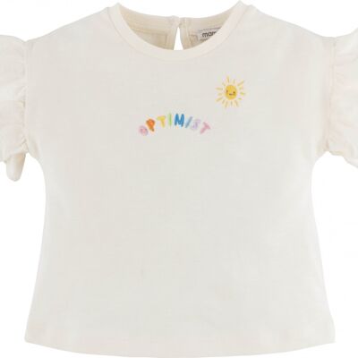 T-shirt neonata - Optimist, in crema