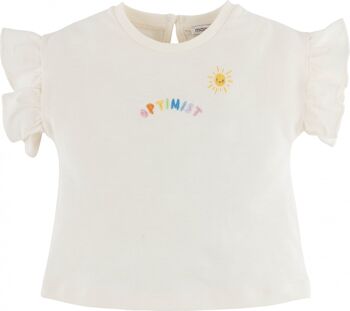 T-shirt bébé fille - Optimist, en crème 1
