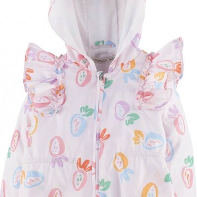Baby girls rain jacket - Strawberry, in white