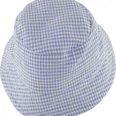 Boys sun hat, checked, in blue