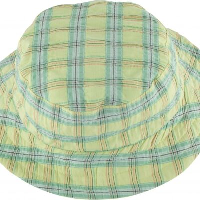 Boys sun hat, checked, in yellow