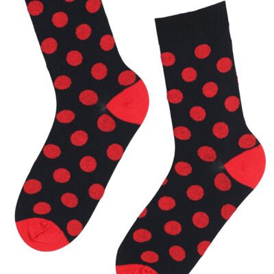 SUMMER dunkelblaue Socken mit roten Punkten