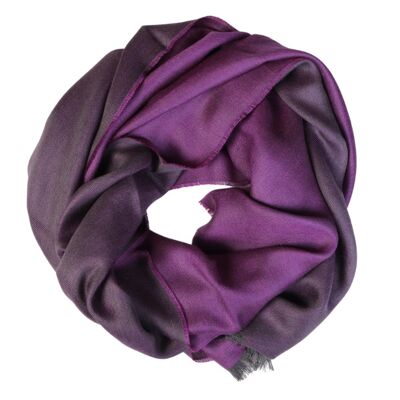 Dark purple double-sided alpaca wool silk blend scarf