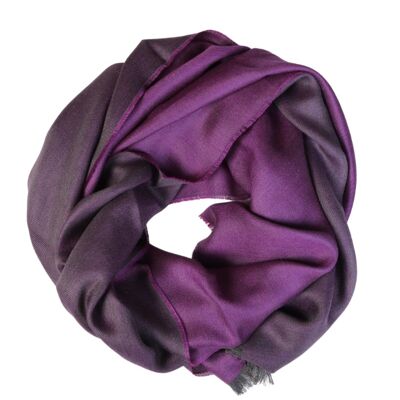 Dark purple double-sided alpaca wool silk blend scarf
