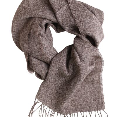 Brown ruffled alpaca wool scarf