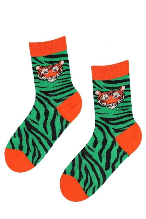 TIGER green socks with a tiger face