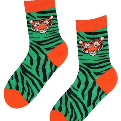 TIGER green socks with a tiger face