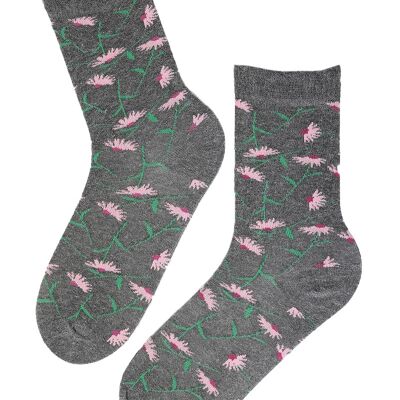 CONEFLOWER angora wool socks with flowers 6-9