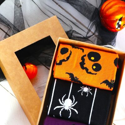 Caja de regalo de Halloween con FLYING BAT 3 pares de calcetines 9-11