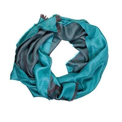 Turquoise double face alpaca wool and silk shawl