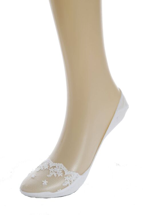 BOSTON white sheer footies for women 6-9