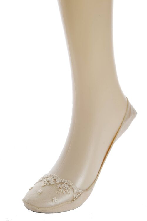 BOSTON beige sheer footies for women 6-9