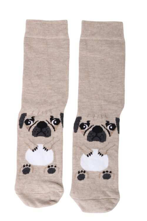 PUPPY beige cotton socks for dog lovers 6-9