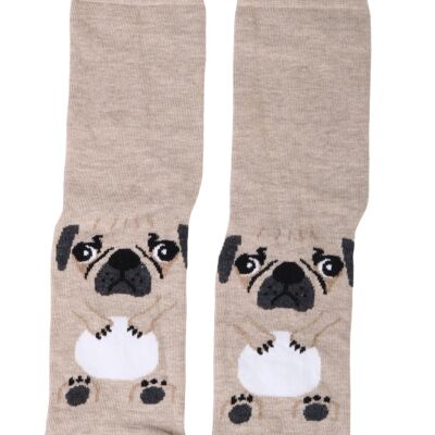 Chaussettes en coton beige PUPPY pour les amoureux des chiens 6-9