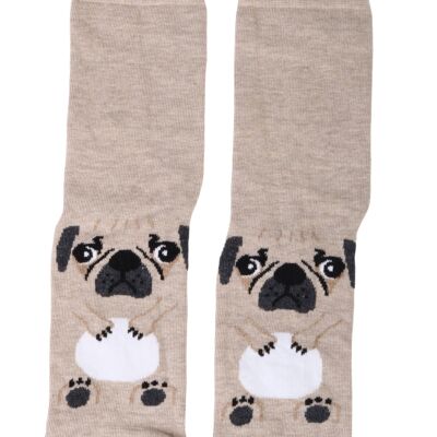 PUPPY beige cotton socks for dog lovers 6-9