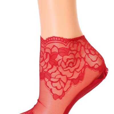 Calcetines TERESA encaje rojo para mujer 6-9