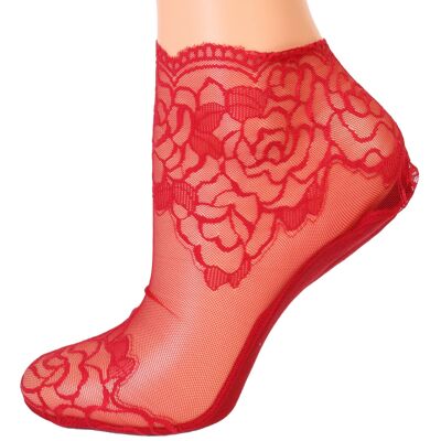 TERESA red lace socks for women 6-9