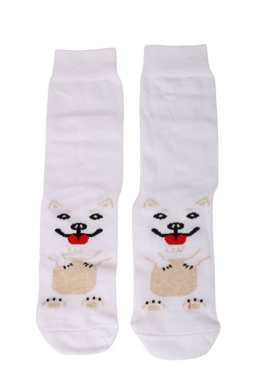 PUPPY white cotton socks for dog lovers 6-9