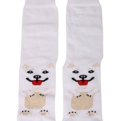 Calcetines de algodón blanco PUPPY para los amantes de los perros 6-9