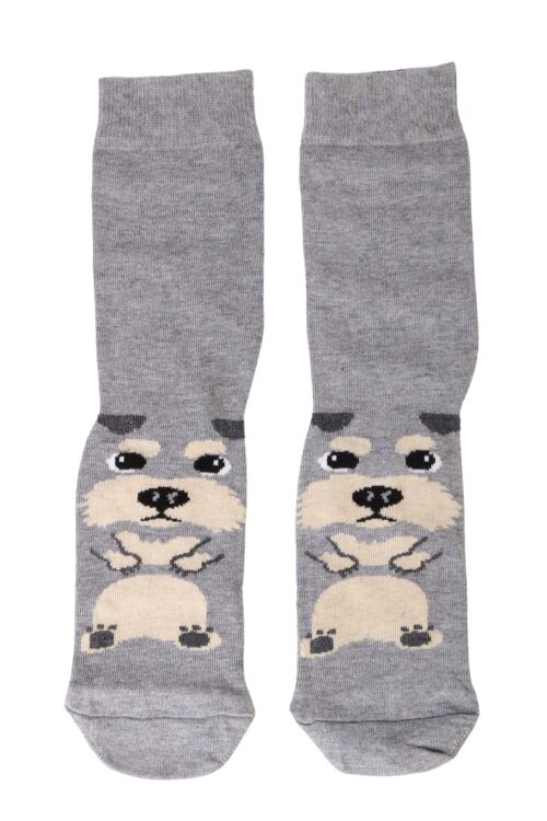 PUPPY grey cotton socks for dog lovers 6-9