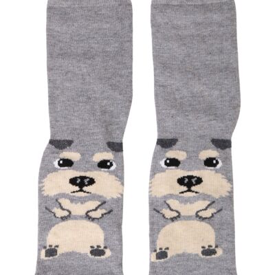 PUPPY grey cotton socks for dog lovers 6-9