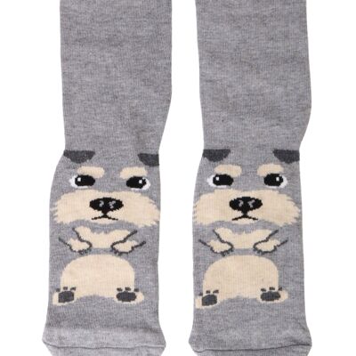 PUPPY grey cotton socks for dog lovers 6-9