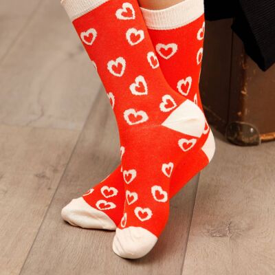 FOXY LOVE orange Valentine's Day cotton socks