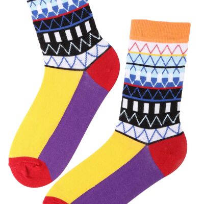 AZTEC cotton socks with colorful shapes 9-11