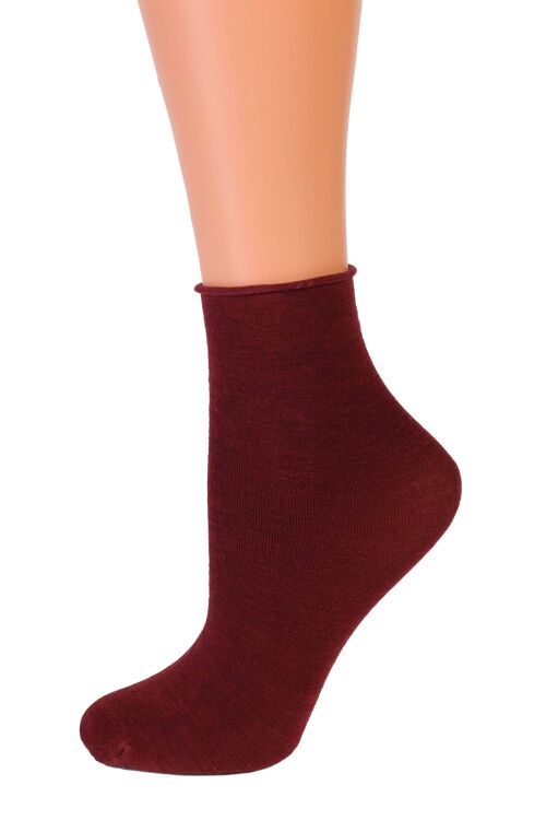 MILANA dark red merino comfort socks 6-9