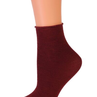 MILANA dark red merino comfort socks 6-9