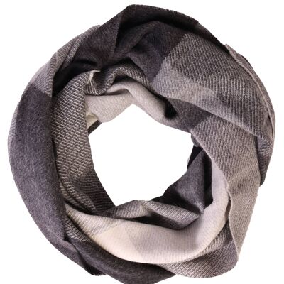 Black-gray checked alpaca wool big scarf