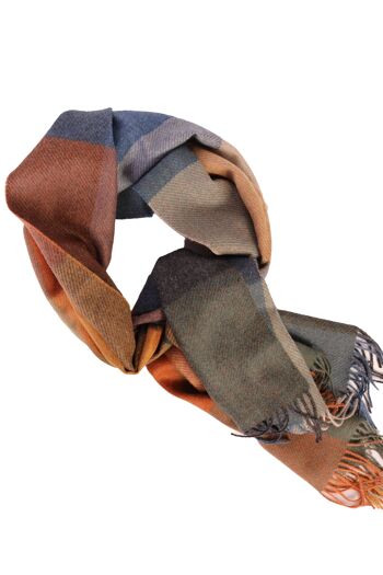 Grande écharpe en laine d'alpaga à carreaux colorés 1