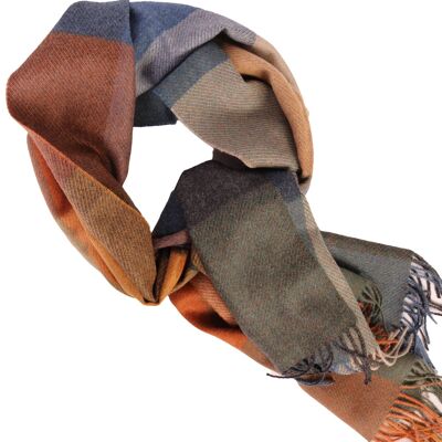 Grande écharpe en laine d'alpaga à carreaux colorés