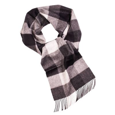 Black checked alpaca wool scarf