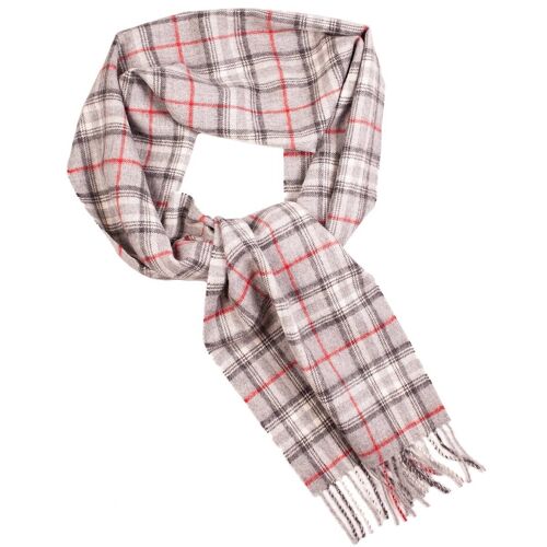 Grey checkered alpaca wool scarf
