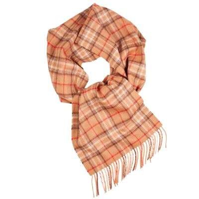 Beige checkered alpaca wool scarf