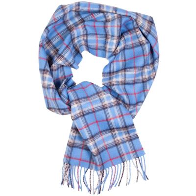 Blue checkered alpaca wool scarf