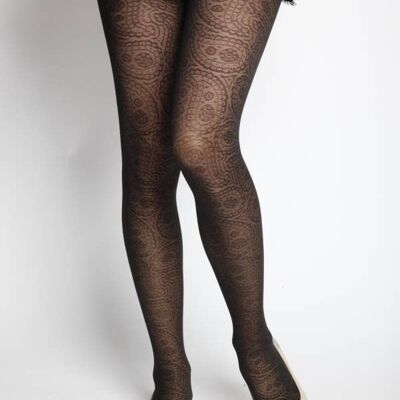 NICOL black tights with paisley pattern