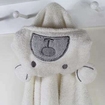 Serviette de bain bébé à capuche ours crème 3