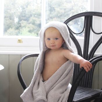 Serviette de bain bébé à capuche âne gris 2