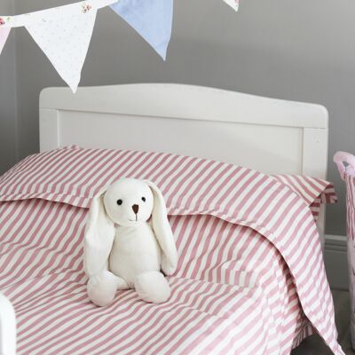 Bettwäsche-Set mit rosa Streifen und Kissenbezügen – Kinderbett