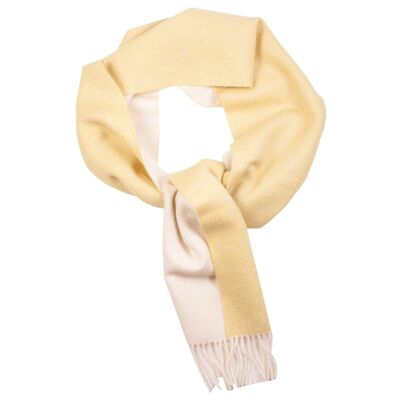 Bufanda de lana de alpaca color amarillo-blanco