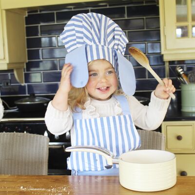 Kinderhäschen-Schürzen- und Hut-Set - Blau