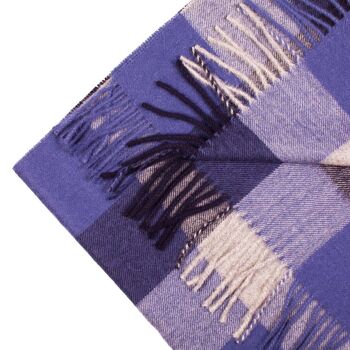 Écharpe en laine d'alpaga à carreaux bleus 2