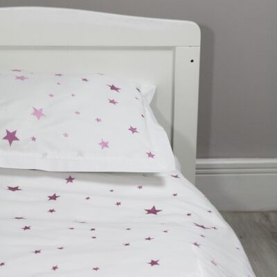 Pink Embroidered Star Duvet Cover & Pillowcase Set  - Single