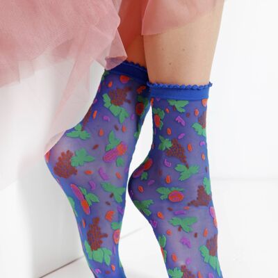 MICOL sheer blue socks for women 6-9