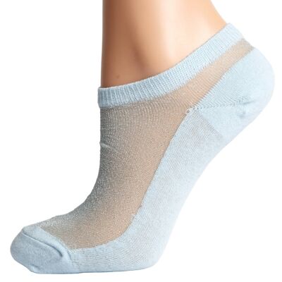 LUCINA hellblaue Glitzersocken für Damen 6-9